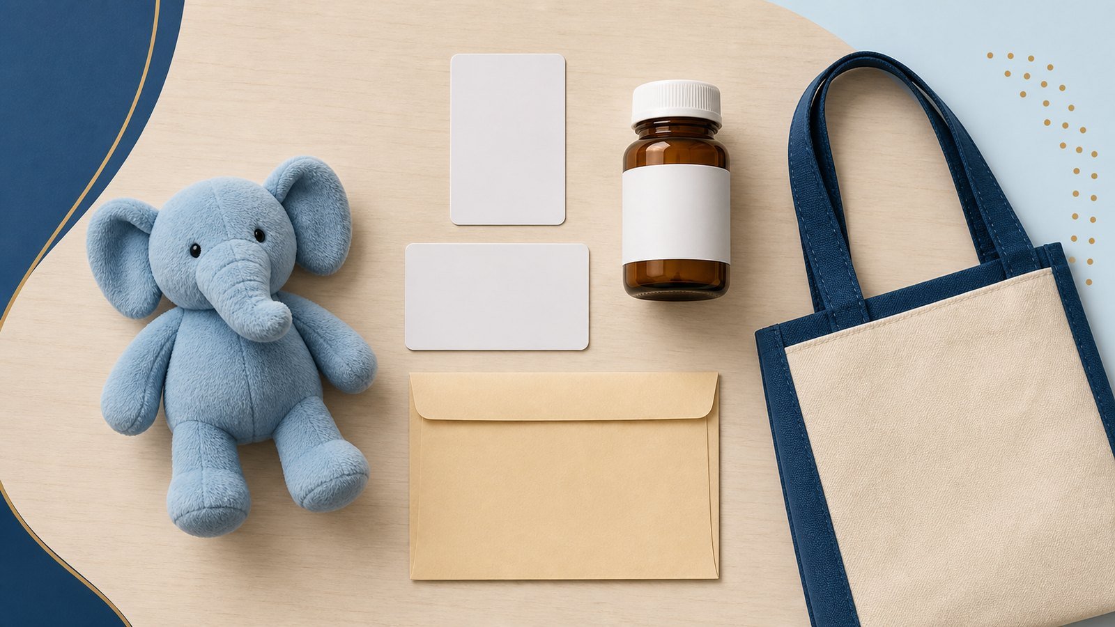 Identification, insurance information, medicine details, dental records and a comfort item prepared for a child’s dental visit.
