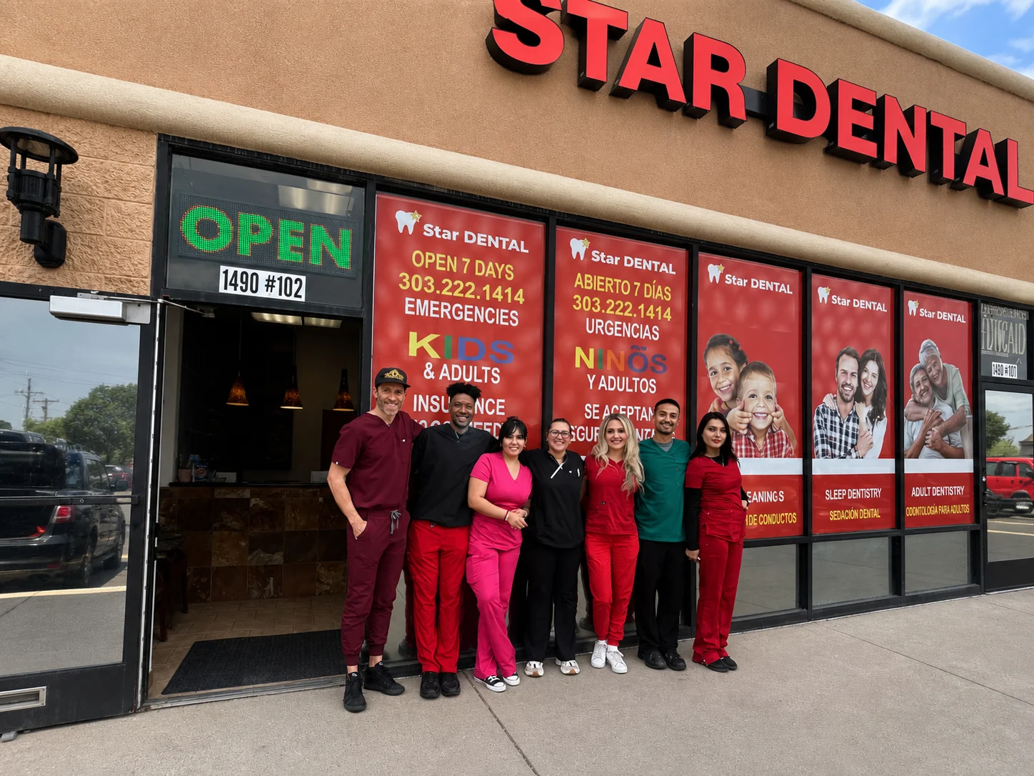 Star Dental team outside the office at 1490 S Sheridan Blvd in Denver